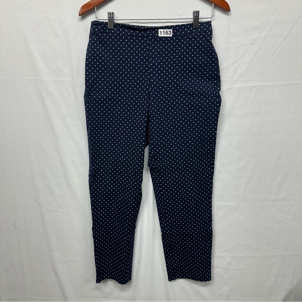 Isaac Mizrahi Live Navy Polka Dot Ankle Pants Women’s Size 8 Elastic Waist